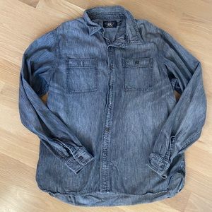 Ralph Lauren Distressed Gray Denim Shirt